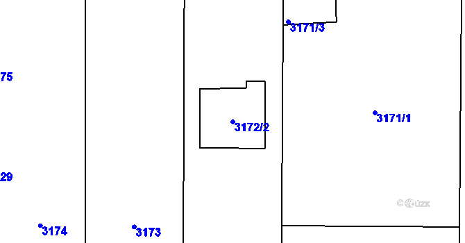 Parcela st. 3172/2 v KÚ Vrchoslavice, Katastrální mapa