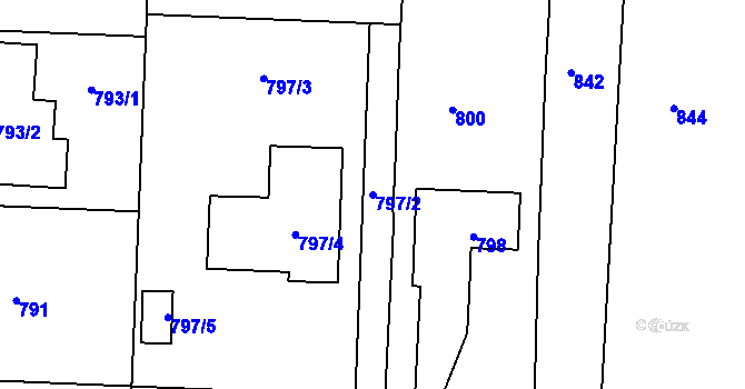 Parcela st. 797/2 v KÚ Vrchoslavice, Katastrální mapa