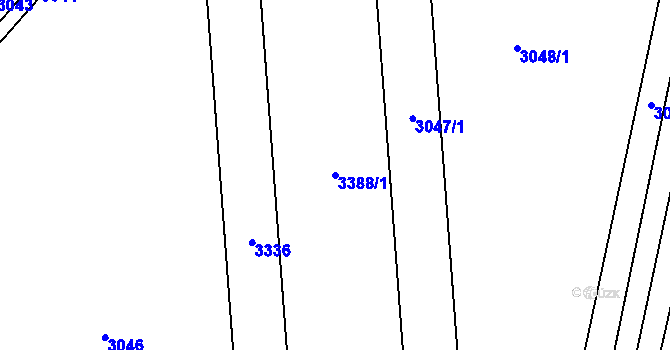 Parcela st. 3388/1 v KÚ Vrchoslavice, Katastrální mapa