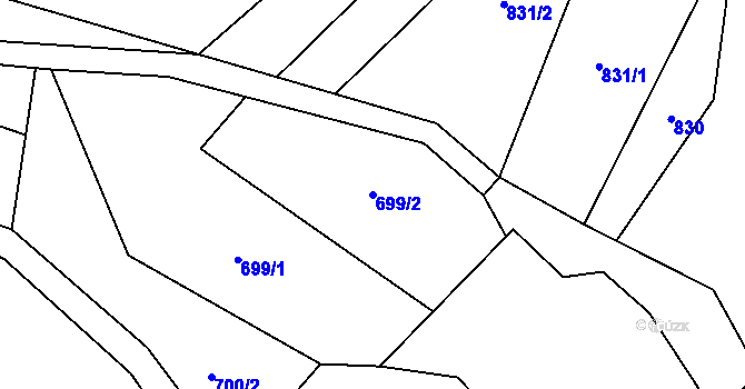Parcela st. 699/2 v KÚ Vrchotice, Katastrální mapa