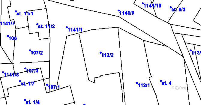 Parcela st. 112/2 v KÚ Vrchotice, Katastrální mapa