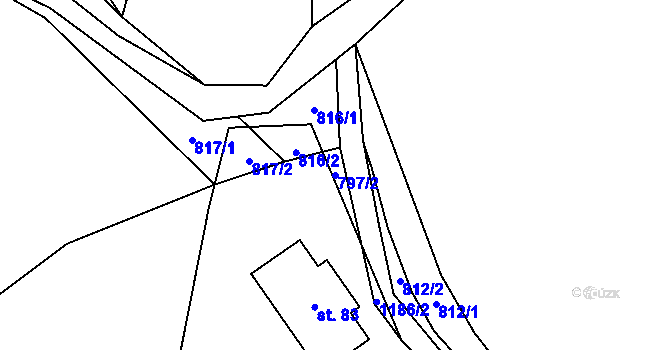 Parcela st. 797/2 v KÚ Vrchotice, Katastrální mapa