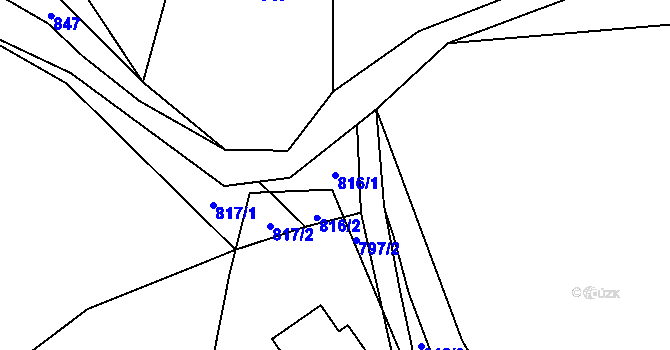 Parcela st. 816/1 v KÚ Vrchotice, Katastrální mapa