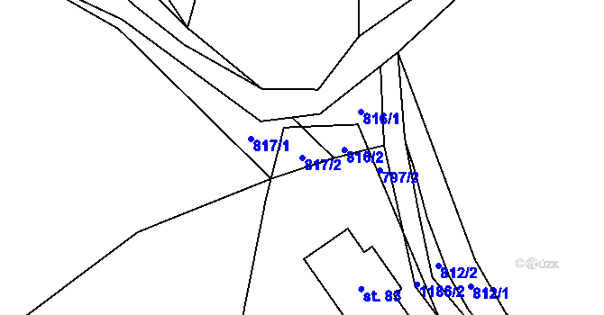 Parcela st. 817/2 v KÚ Vrchotice, Katastrální mapa