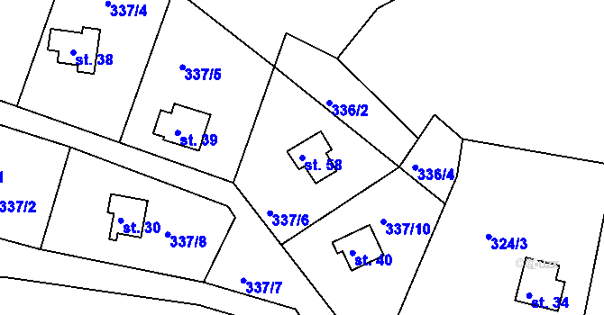 Parcela st. 58 v KÚ Manělovice, Katastrální mapa