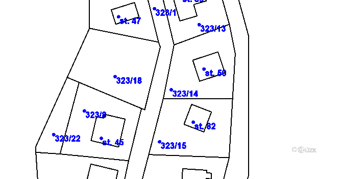 Parcela st. 323/14 v KÚ Manělovice, Katastrální mapa