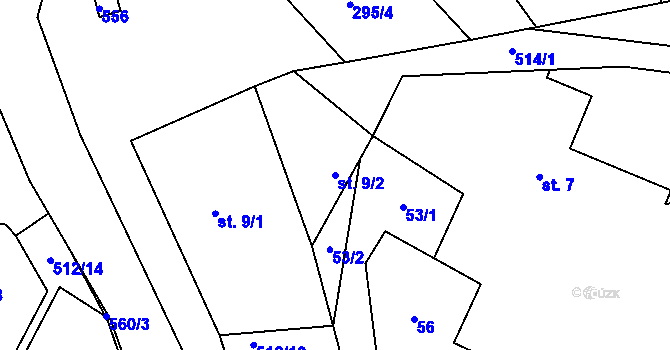 Parcela st. 9/2 v KÚ Rudoltice u Vrchotových Janovic, Katastrální mapa
