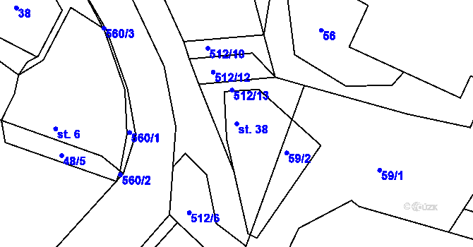Parcela st. 38 v KÚ Rudoltice u Vrchotových Janovic, Katastrální mapa
