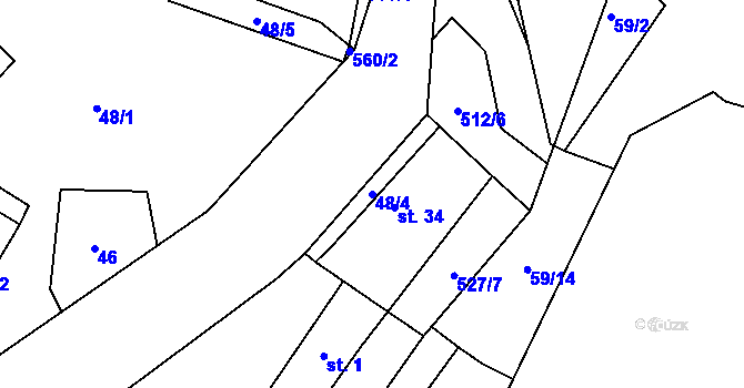 Parcela st. 48/4 v KÚ Rudoltice u Vrchotových Janovic, Katastrální mapa