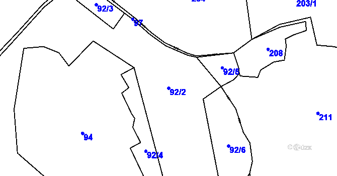 Parcela st. 92/2 v KÚ Rudoltice u Vrchotových Janovic, Katastrální mapa
