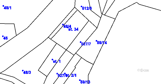 Parcela st. 527/7 v KÚ Rudoltice u Vrchotových Janovic, Katastrální mapa