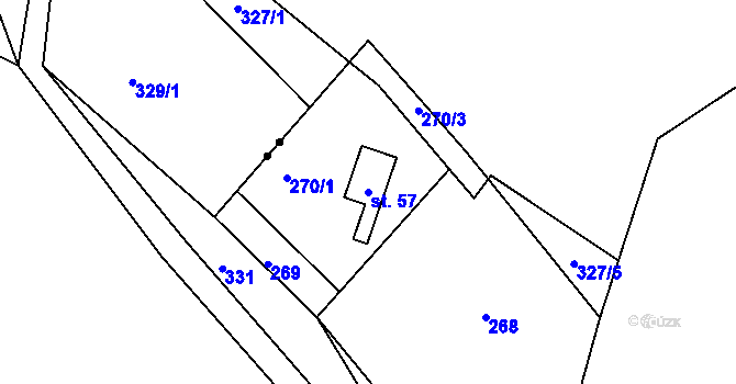 Parcela st. 57 v KÚ Rudoltice u Vrchotových Janovic, Katastrální mapa