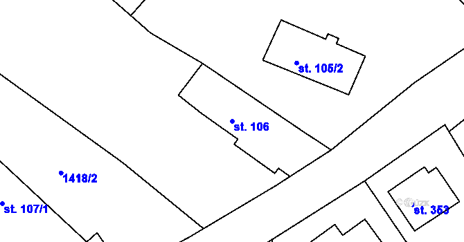 Parcela st. 106 v KÚ Vrchotovy Janovice, Katastrální mapa
