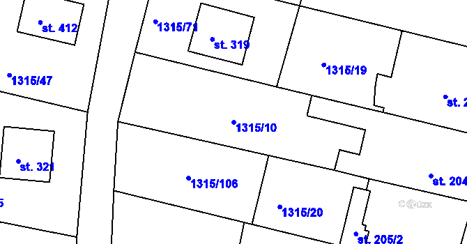 Parcela st. 1315/10 v KÚ Vrchotovy Janovice, Katastrální mapa
