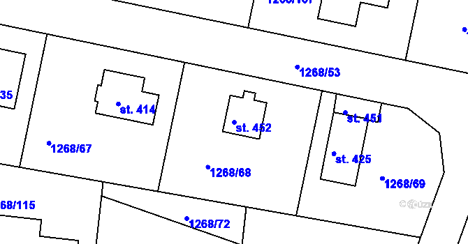 Parcela st. 452 v KÚ Vrchotovy Janovice, Katastrální mapa