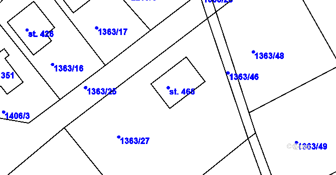 Parcela st. 465 v KÚ Vrchotovy Janovice, Katastrální mapa