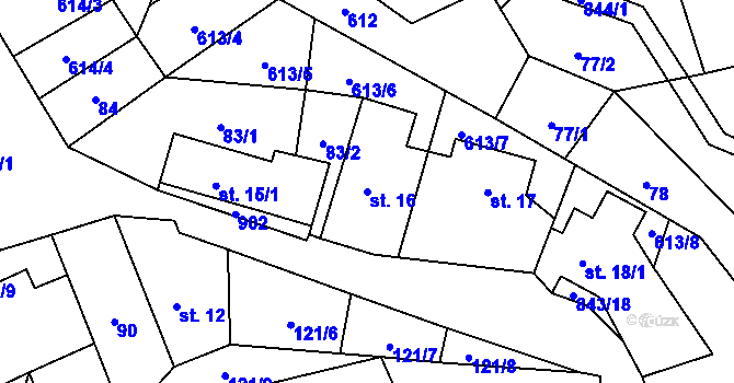 Parcela st. 16 v KÚ Vrchovany, Katastrální mapa