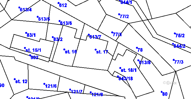 Parcela st. 17 v KÚ Vrchovany, Katastrální mapa
