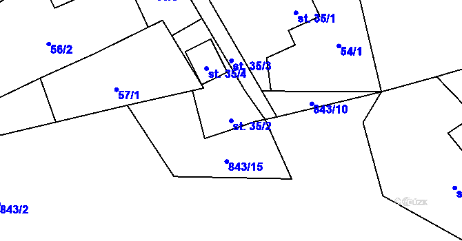 Parcela st. 35/2 v KÚ Vrchovany, Katastrální mapa