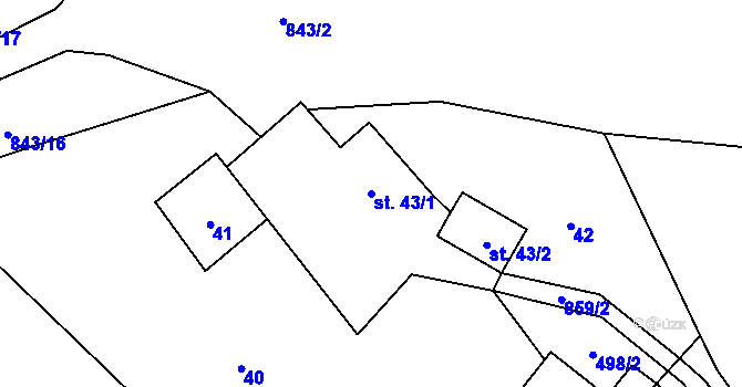 Parcela st. 43/1 v KÚ Vrchovany, Katastrální mapa