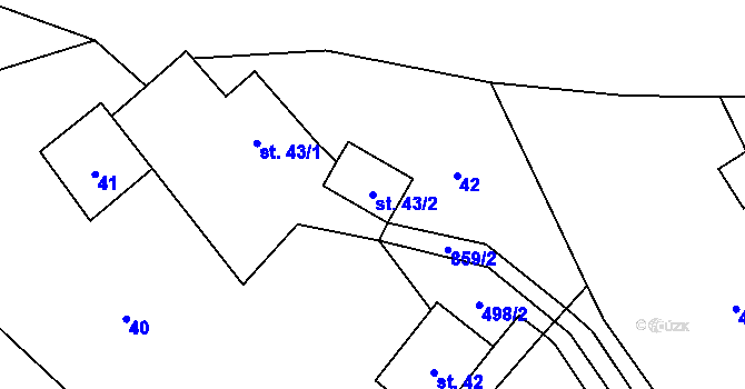 Parcela st. 43/2 v KÚ Vrchovany, Katastrální mapa