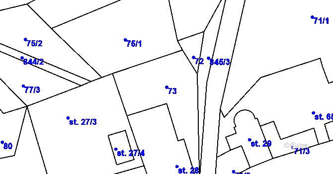 Parcela st. 73 v KÚ Vrchovany, Katastrální mapa