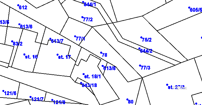 Parcela st. 78 v KÚ Vrchovany, Katastrální mapa