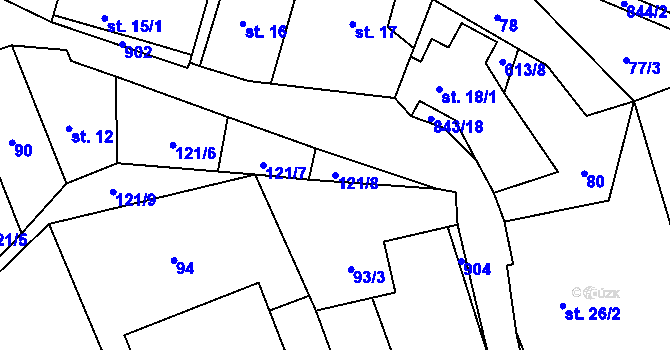 Parcela st. 121/8 v KÚ Vrchovany, Katastrální mapa