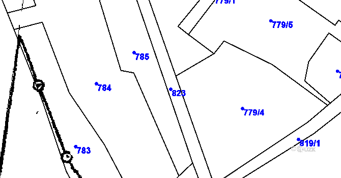 Parcela st. 823 v KÚ Vrchovany, Katastrální mapa