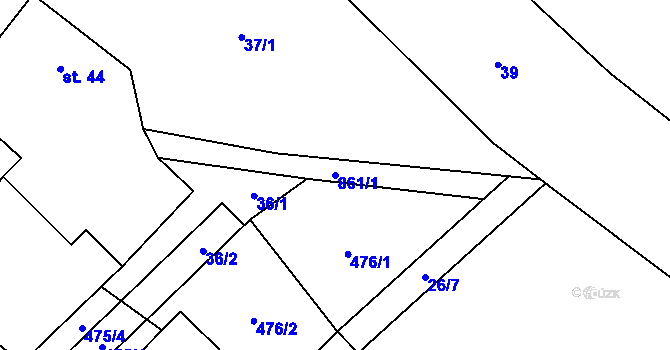 Parcela st. 861/1 v KÚ Vrchovany, Katastrální mapa