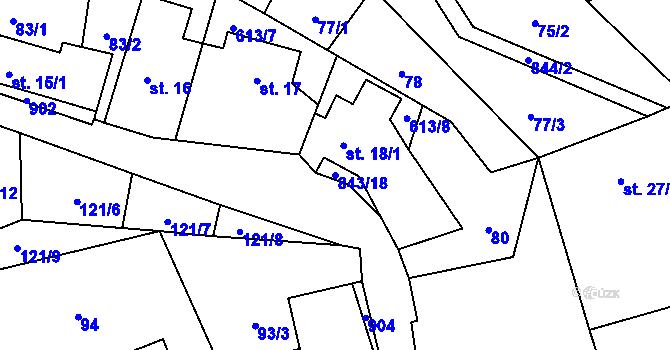Parcela st. 843/18 v KÚ Vrchovany, Katastrální mapa