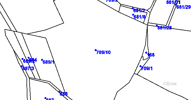 Parcela st. 709/10 v KÚ Vrchovany, Katastrální mapa