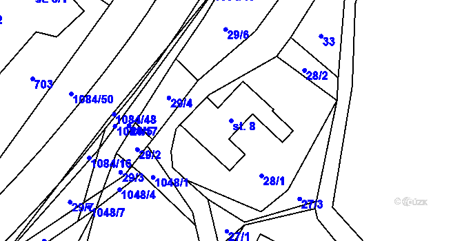 Parcela st. 8 v KÚ Vrchovina, Katastrální mapa