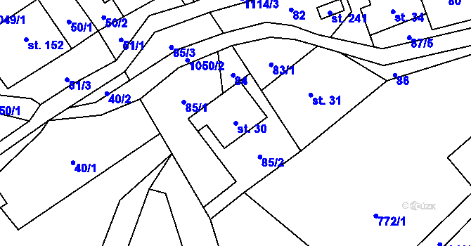 Parcela st. 30 v KÚ Vrchovina, Katastrální mapa