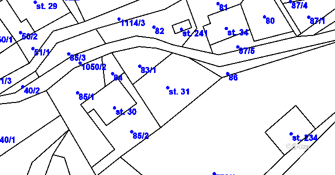 Parcela st. 31 v KÚ Vrchovina, Katastrální mapa