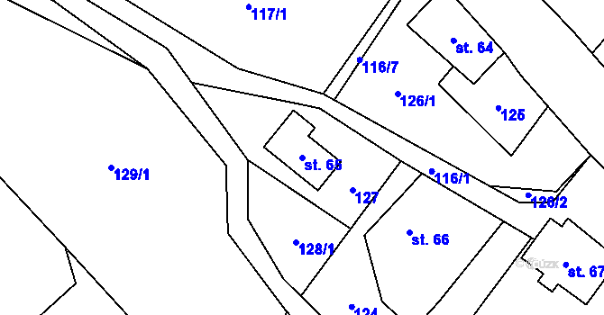 Parcela st. 65 v KÚ Vrchovina, Katastrální mapa