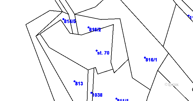 Parcela st. 70 v KÚ Vrchovina, Katastrální mapa