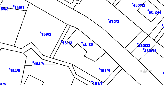 Parcela st. 80 v KÚ Vrchovina, Katastrální mapa
