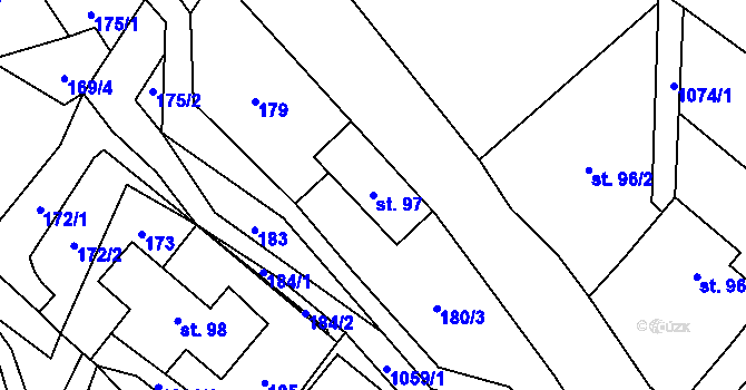 Parcela st. 97 v KÚ Vrchovina, Katastrální mapa
