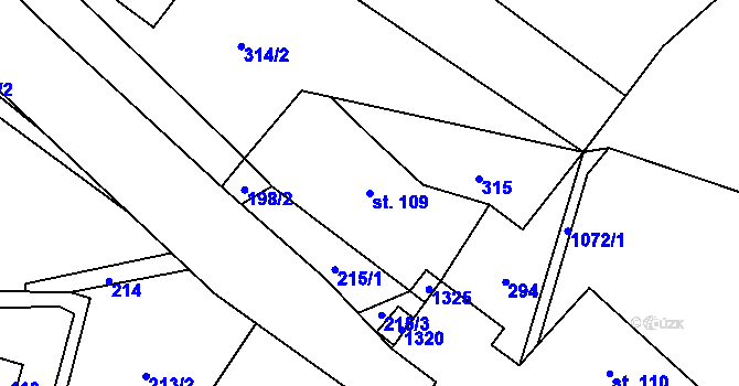 Parcela st. 109 v KÚ Vrchovina, Katastrální mapa