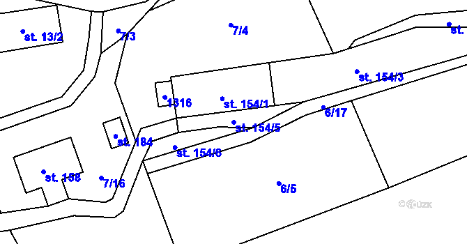 Parcela st. 154/5 v KÚ Vrchovina, Katastrální mapa