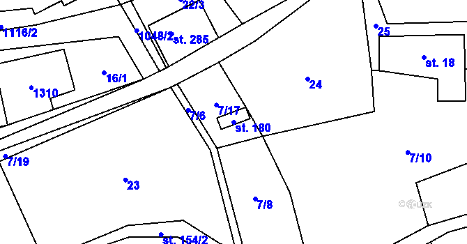 Parcela st. 180 v KÚ Vrchovina, Katastrální mapa