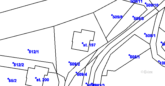 Parcela st. 197 v KÚ Vrchovina, Katastrální mapa