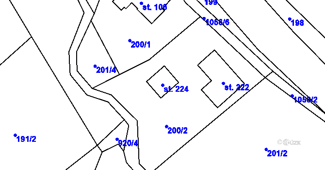 Parcela st. 224 v KÚ Vrchovina, Katastrální mapa