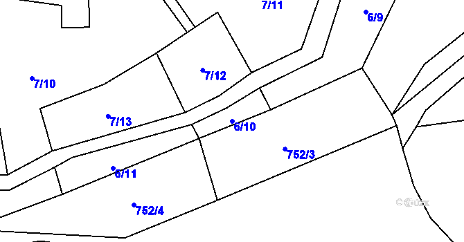 Parcela st. 6/10 v KÚ Vrchovina, Katastrální mapa