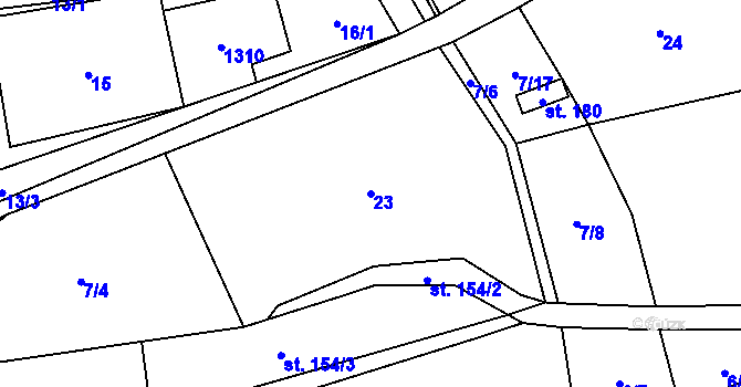 Parcela st. 23 v KÚ Vrchovina, Katastrální mapa