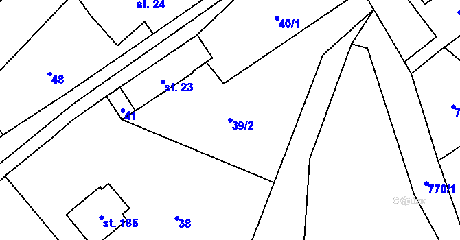 Parcela st. 39/2 v KÚ Vrchovina, Katastrální mapa