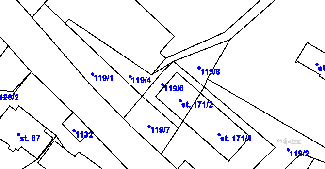 Parcela st. 119/6 v KÚ Vrchovina, Katastrální mapa