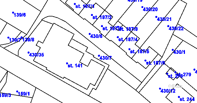 Parcela st. 139/2 v KÚ Vrchovina, Katastrální mapa
