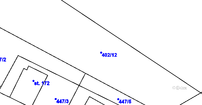 Parcela st. 402/12 v KÚ Vrchovina, Katastrální mapa